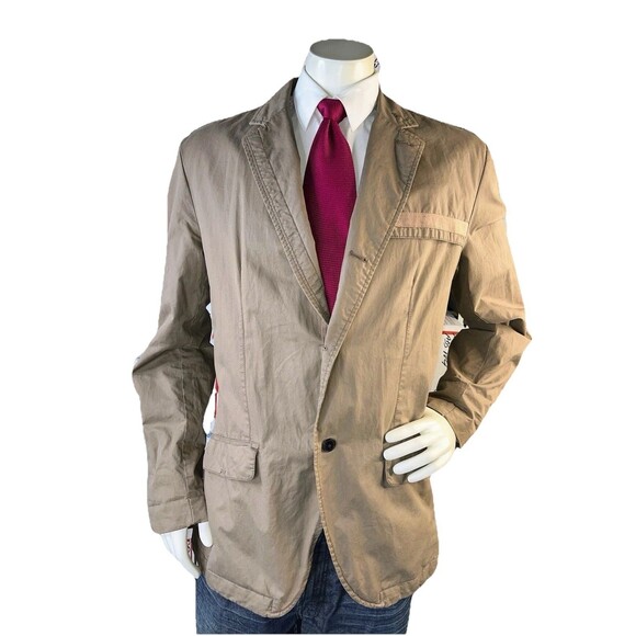 Hugo Boss Men Sz 46R Military Jacket Orange Label Cotton Canvas Sport Coat - Picture 2 of 15